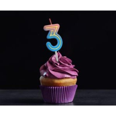 Svíčka dortová číslo 3 NEON barevná 4,4cm - 65846.jpg
