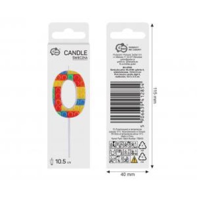 Svíčka dortová číslo 0 STAVEBNICE barevná 10,5cm - 97710.jpg