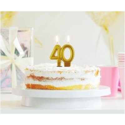 Svíčka dortová číslo 40 zlaté metalické, 9cm - 54207.jpg