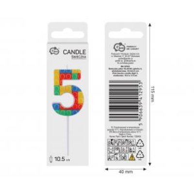 Svíčka dortová číslo 5 STAVEBNICE barevná 10,5cm - 97726.jpg