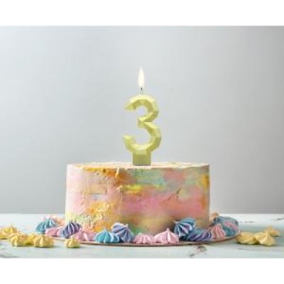Svíčka dortová číslo 3 DIAMOND zlatá, 7,6cm - 69247.jpg