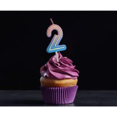 Svíčka dortová číslo 2 NEON barevná 4,4cm - 65841.jpg