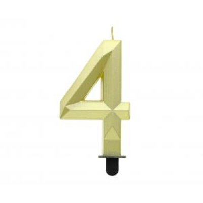 Svíčka dortová číslo 4 DIAMOND zlatá, 7,6cm
