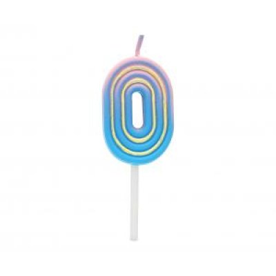 Svíčka dortová číslo 0 NEON barevná 4,4cm