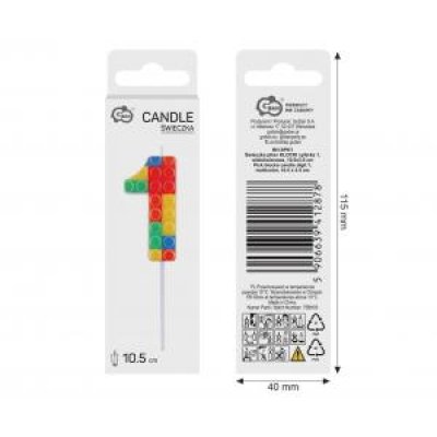 Svíčka dortová číslo 1 STAVEBNICE barevná 10,5cm - 97712.jpg