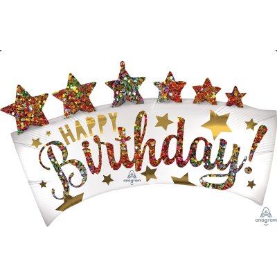 Banner bílý třpitkový HB 86x48cm - fóliový balónek