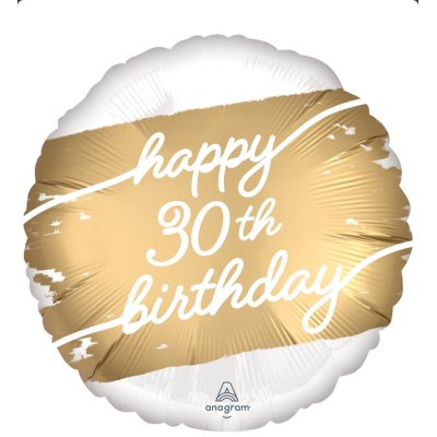 Kruh - zlaté 30 narozeniny 45cm - fóliový balónek