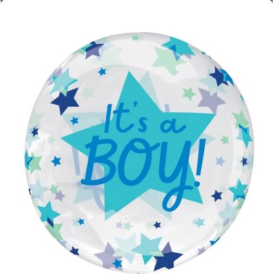 Koule - Je to kluk! hvězdičky 40x40cm - fóliový balónek