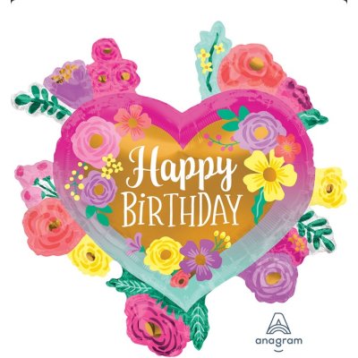 Srdce květinové HB 68x68cm - fóliový balónek