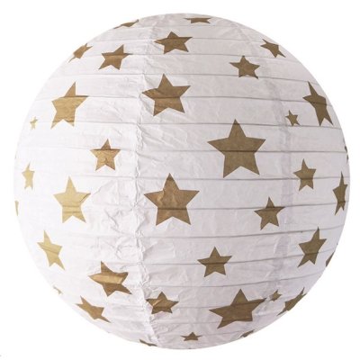 Lampion papírový Bílý s hvězdami 35 cm