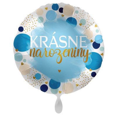 Kruh Krásné narozeniny modré CZ 43cm - fóliový balónek