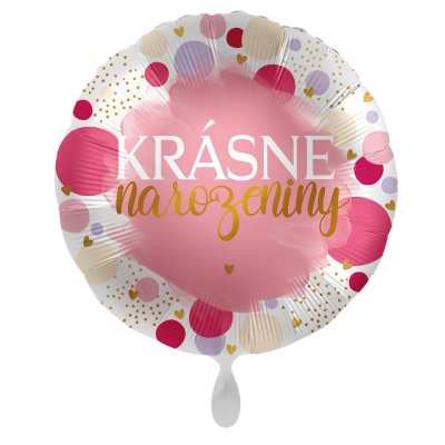 Kruh Krásné narozeniny růžové CZ 43cm - fóliový balónek