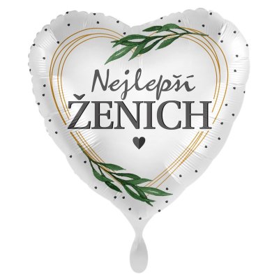 Srdce Nejlepší ženich CZ 43cm - fóliový balónek