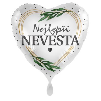 Srdce Nejlepší nevěsta CZ 43cm - fóliový balónek