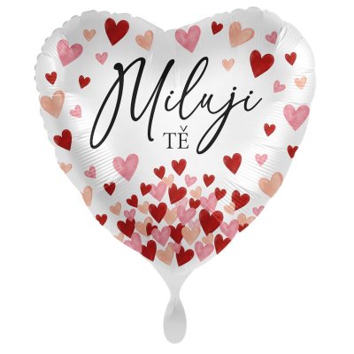 Srdce Miluji tě - srdíčka CZ 43cm - fóliový balónek