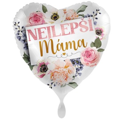Srdce Nejlepší máma CZ 43cm - fóliový balónek