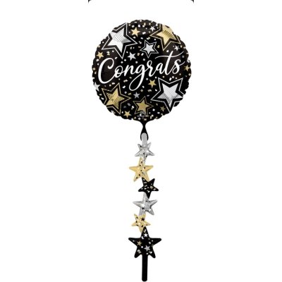Airwalker - Černý kruh Gratulace! 170x60cm - fóliový balónek