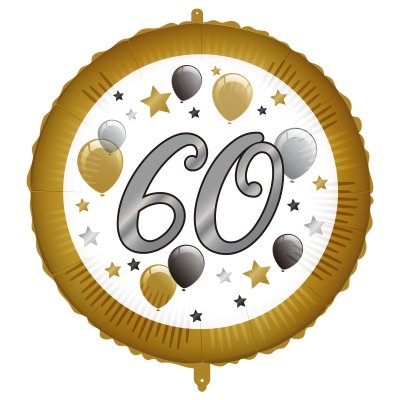 Kruh - číslo 60 HB - 46cm fóliový balónek a závaží