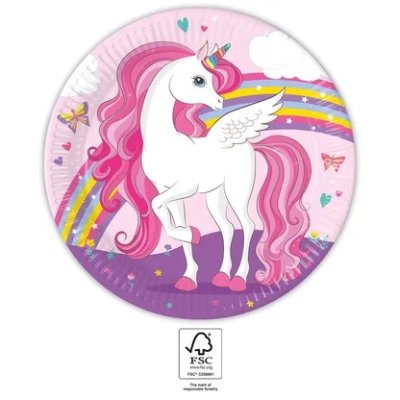 Talíře papírové EKO - Jednorožec  23cm/8ks