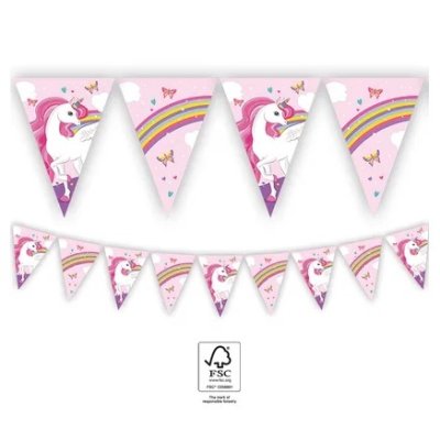 EKO Vlaječková girlanda - Jednorožec (9 vlajek)