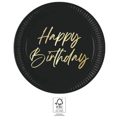 Talíře papírové EKO - černé HB 23cm/8ks