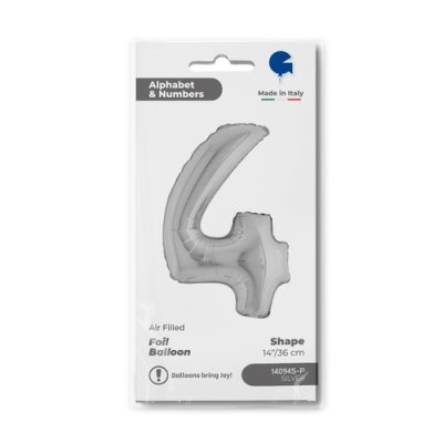 ČÍSLICE STŘÍBRNÁ MINI 4 (35cm,14") fóliový balónek nafukovací - Screenshot 2026-01-08 at 09-44-36 Balloon Number 4 Silver 14inc silver.png