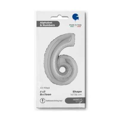 ČÍSLICE STŘÍBRNÁ MINI 6 (35cm,14") fóliový balónek nafukovací - Screenshot 2026-01-08 at 09-53-30 Balloon Number 6 Silver 14inc silver.png