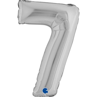 ČÍSLICE STŘÍBRNÁ MINI 7 (35cm,14") fóliový balónek nafukovací