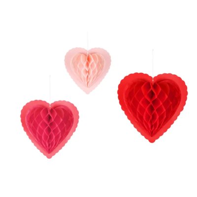 Dekorativní srdce papírová - mix 20-30cm, 3ks