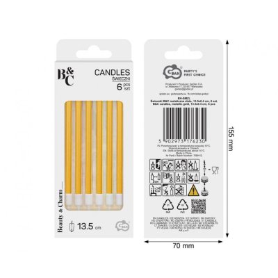 Svíčky dortové zlaté, 13,5cm/6ks - 97358.jpg