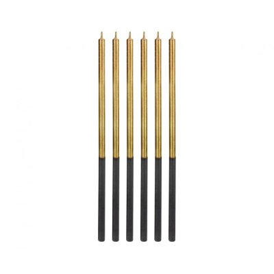 Svíčky dortové zlaté, 14,5cm/6ks