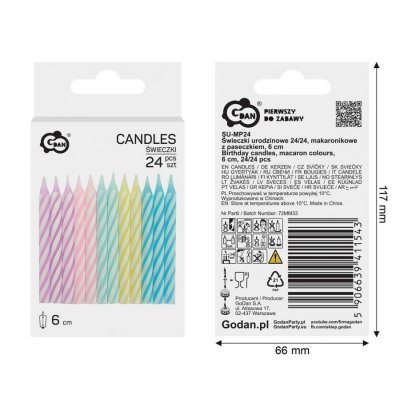 Svíčky dortové makronky, spirálový motiv, 6cm/24ks - 94700.jpg