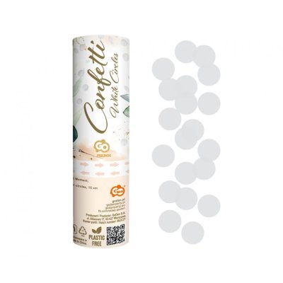 Konfety vystřelovací kolečka bílá, 15 cm