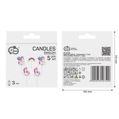 Svíčky dortové - Jednorožci 5ks - 97936.jpg