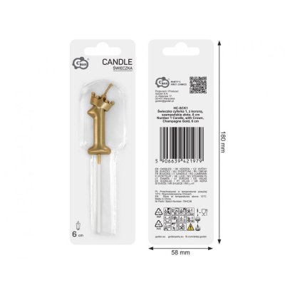 Svíčka dortová číslo 1 zlatá s korunkou, 6cm - 102780.jpg