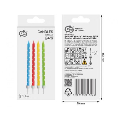 Svíčky dortové ,,puntík" vícebarevné 24 ks - 96067.jpg