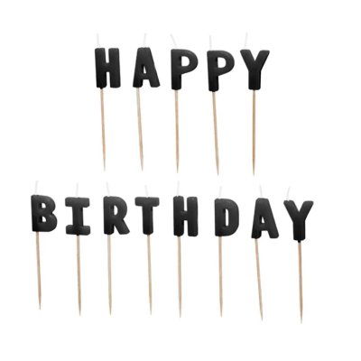 Svíčky "HAPPY BIRTHDAY" černé