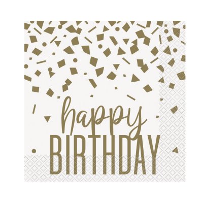 Ubrousky papírové EKO - HB zlaté konfety 33x33cm, 16ks