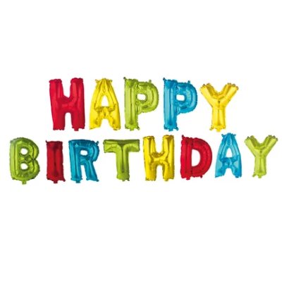 Nápis Happy Birthday - set fóliových balónků