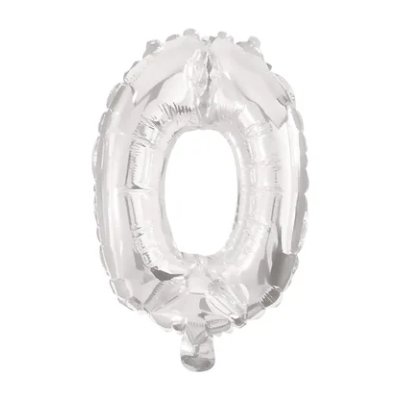 Číslice 0 stříbrná - 85cm fóliový balónek