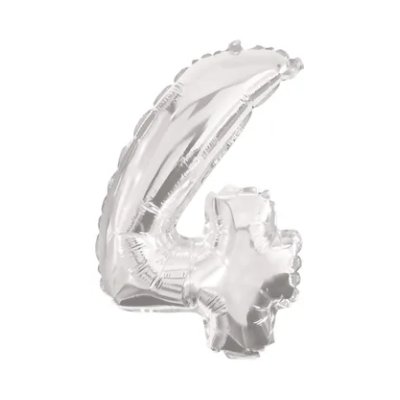 Číslice 4 stříbrná - 85cm fóliový balónek