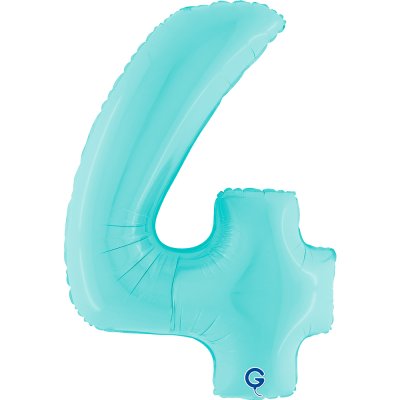 ČÍSLICE PASTEL MODRÁ 4 (102cm,40") fóliový balónek nafukovací