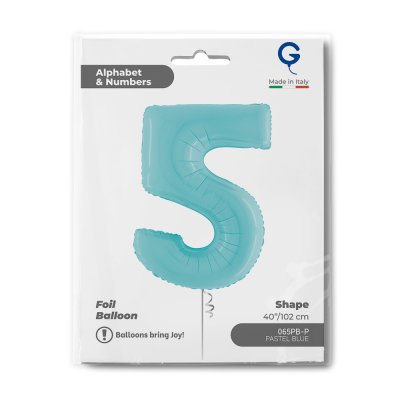 ČÍSLICE PASTEL MODRÁ 5 (102cm,40") fóliový balónek nafukovací - 065pb-p-b.jpg