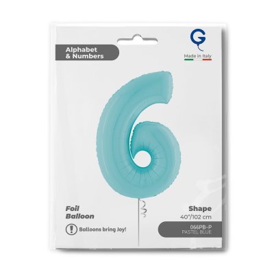 ČÍSLICE PASTEL MODRÁ 6 (102cm,40") fóliový balónek nafukovací - 066pb-p-b.jpg