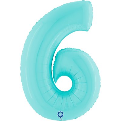 ČÍSLICE PASTEL MODRÁ 6 (102cm,40") fóliový balónek nafukovací