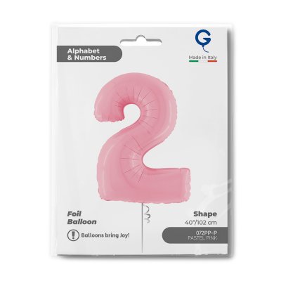ČÍSLICE PASTEL RŮŽOVÁ 2 (102cm,40") fóliový balónek nafukovací - 072pp-p-b.jpg