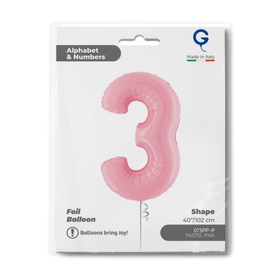 ČÍSLICE PASTEL RŮŽOVÁ 3 (102cm,40") fóliový balónek nafukovací - 073pp-p-b.jpg