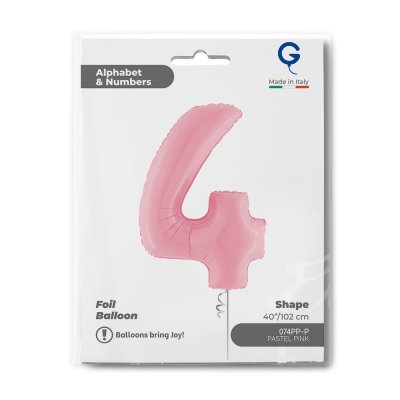 ČÍSLICE PASTEL RŮŽOVÁ 4 (102cm,40") fóliový balónek nafukovací - 074pp-p-b.jpg