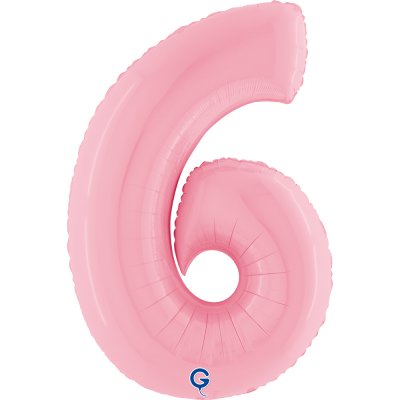 ČÍSLICE PASTEL RŮŽOVÁ 6 (102cm,40") fóliový balónek nafukovací