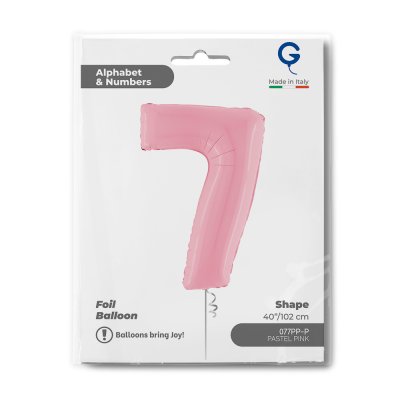 ČÍSLICE PASTEL RŮŽOVÁ 7 (102cm,40") fóliový balónek nafukovací - 077pp-p-b.jpg